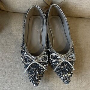 Elegant Silver Sequin Flats